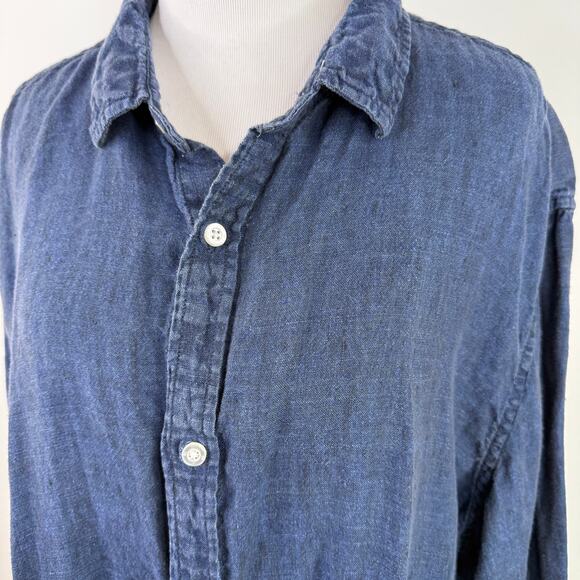 Banana Republic Men's Blue 100% Linen Standard Fit Button Up Shirt Size XXL - Picture 2 of 6